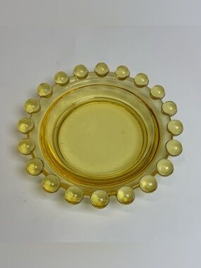 Vintage Amber Candlewick Imperial Glass Clear Ashtray/Trinket Dish Yellow Plate
